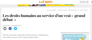 2019 : La Croix (21 janvier) – tribune de Guy Aurenche