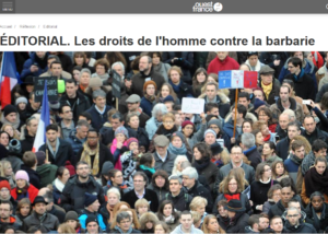 2018 : Ouest-France (14 décembre) cite, dans son éditorial, « Droits humains : n’oublions pas notre idéal commun ! »