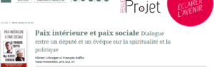 2018 : Revue Projet (8 octobre) – recension de « Paix intérieure et paix sociale »